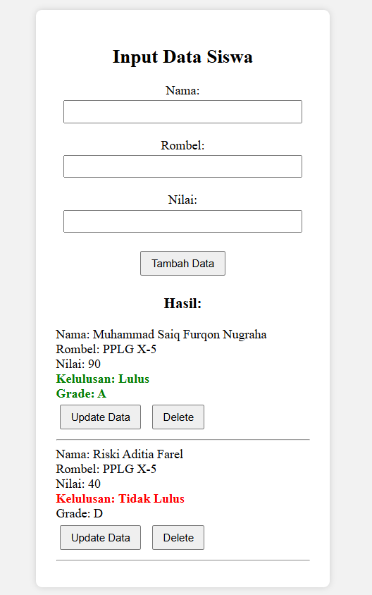 Data Siswa lulus-tidak lulus